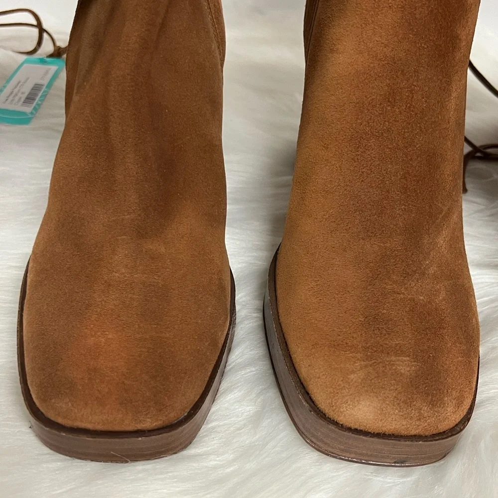 FREE PEOPLE Echo Platform Over the Knee Boot Tan Cognac Size 40 NWOB